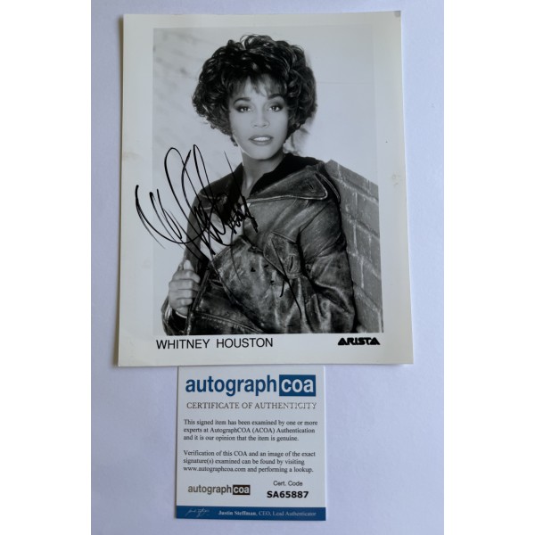 Whitney Houston signed 10x8 photo - ACOA Whitney Houston signed 10x8 photo - ACOA