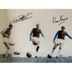 Geoff Hurst  & Martin Peters double signed 16x12 West Ham colour photo with black pen signatures