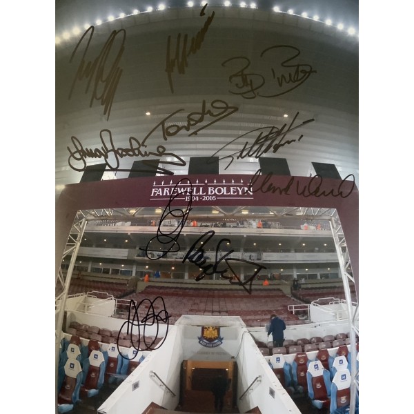 Farewell Boleyn multi signed 16x12 West Ham photo 10 signatures Farewell Boleyn multi signed 16x12 West Ham photo 10 signatures
