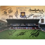 West Ham legends and heroes Farewell Boleyn including Billy Bonds , Sir Trevor Brooking and Julian Dicks 16x12 Signed photo West Ham legends and heroes Farewell Boleyn including Billy Bonds , Sir Trevor Brooking and Julian Dicks 16x12 Signed photo
