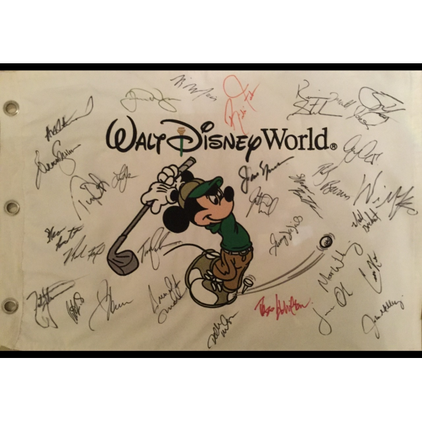 Walt Disney Golf flag multi signed including Jack Nicklaus and Rickie Fowler Walt Disney Golf flag multi signed including Jack Nicklaus and Rickie Fowler