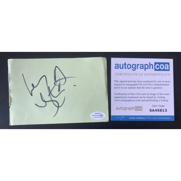Lemmy (Motörhead) signature on green album page with ACOA COA Lemmy (Motörhead) signature on green album page with ACOA COA