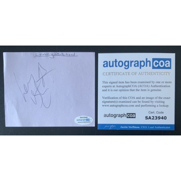 Lemmy (Motörhead) signature on album page with ACOA COA Lemmy (Motörhead) signature on album page with ACOA COA