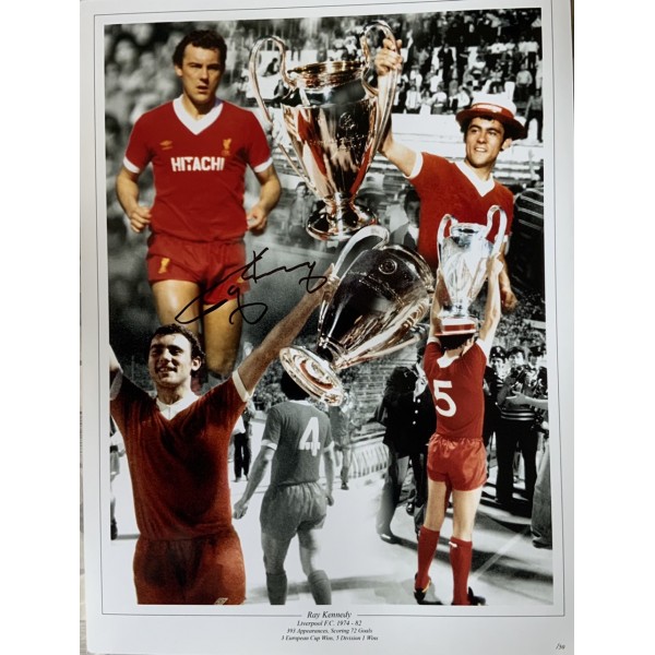 Ray Kennedy rare signed 16x12 Liverpool montage photo Ray Kennedy rare signed 16x12 Liverpool montage photo