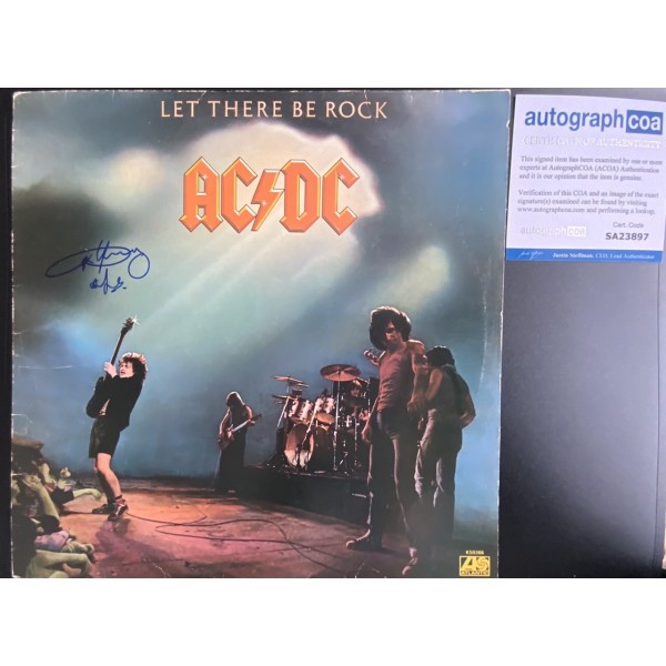 Angus Young ( AC/DC ) rare signed album cover ACOA verified Angus Young ( AC/DC ) rare signed album cover ACOA verified