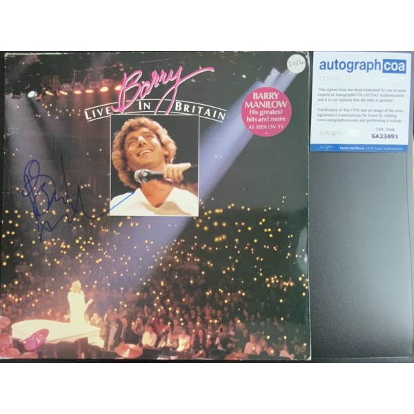 Barry Manilow signed album cover ACOA verified Barry Manilow signed album cover ACOA verified