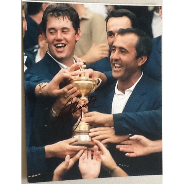 Seve Ballesteros signed 10x8 Ryder Cup colour photo ACOA