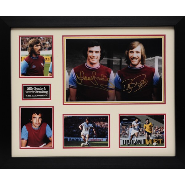 Billy Bonds and Trevor Brooking double signed West Ham framed presentation Billy Bonds and Trevor Brooking double signed West Ham framed presentation