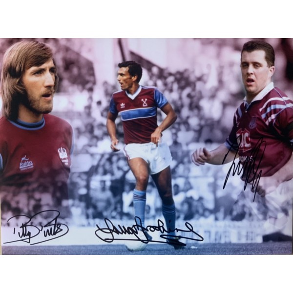 Billy Bonds , Sir Trevor Brooking and Julian Dicks 16x12 West Ham montage 