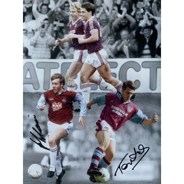 Frank McAvennie and Tony Cottee signed 16x12 West Ham montage photo Frank McAvennie and Tony Cottee signed 16x12 West Ham montage photo