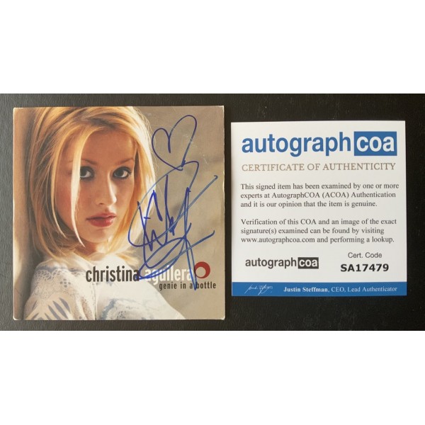 Christina Aguilera signed CD cover full early signature ACOA verified 
