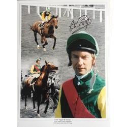 Lester Piggott signed 16x12 colour montage 2