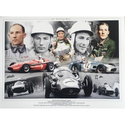 Stirling Moss signed 16x12 Colour montage photo