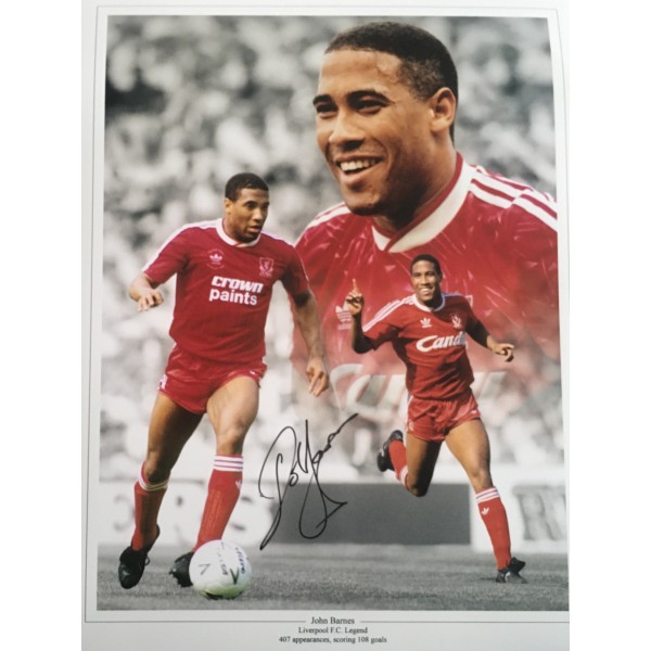 John Barnes signed 16x12 Liverpool montage photo John Barnes signed 16x12 Liverpool montage photo