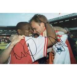 Dennis Bergkamp and Ian Wright signed 12x8 photograph 