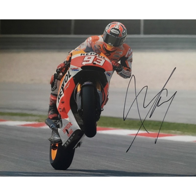 Photo Signée Marc Márquez MotoGP A4 - Cadeau Fan De Course, Impression Qualité, Support Noir Mat, Sans Cadre