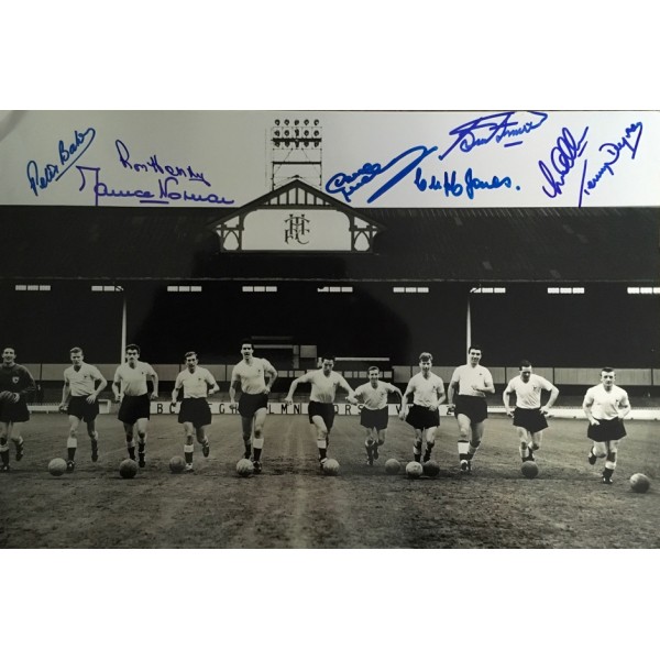 Tottenham 1961 double winners 18x12 photo signed by 8 of the main 11