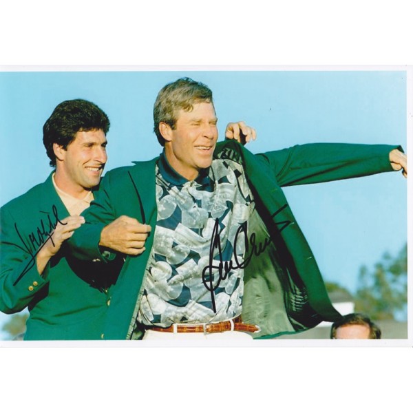 Jose Maria Olazabal & Ben Cranshaw signed 12x8 photo Jose Maria Olazabal & Ben Cranshaw signed 12x8 photo