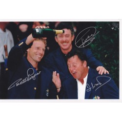 Bernhard Langer , Ian Woosnam & Miguel Angel Jimenez signed 12x8